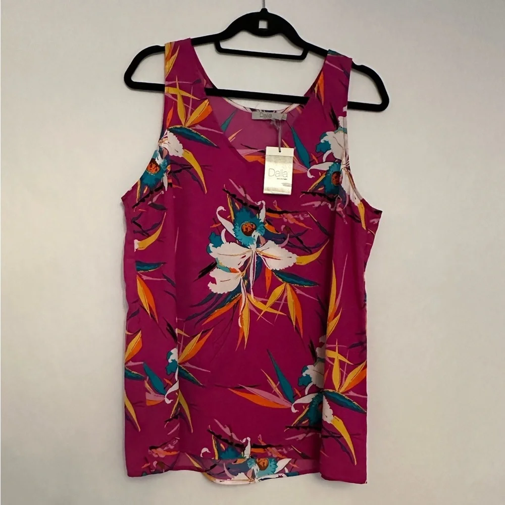 NEW Dalia V-Neck Floral Tropical Sleeveless Camisole Tank Women’s Size Large - Picture 6 of 6